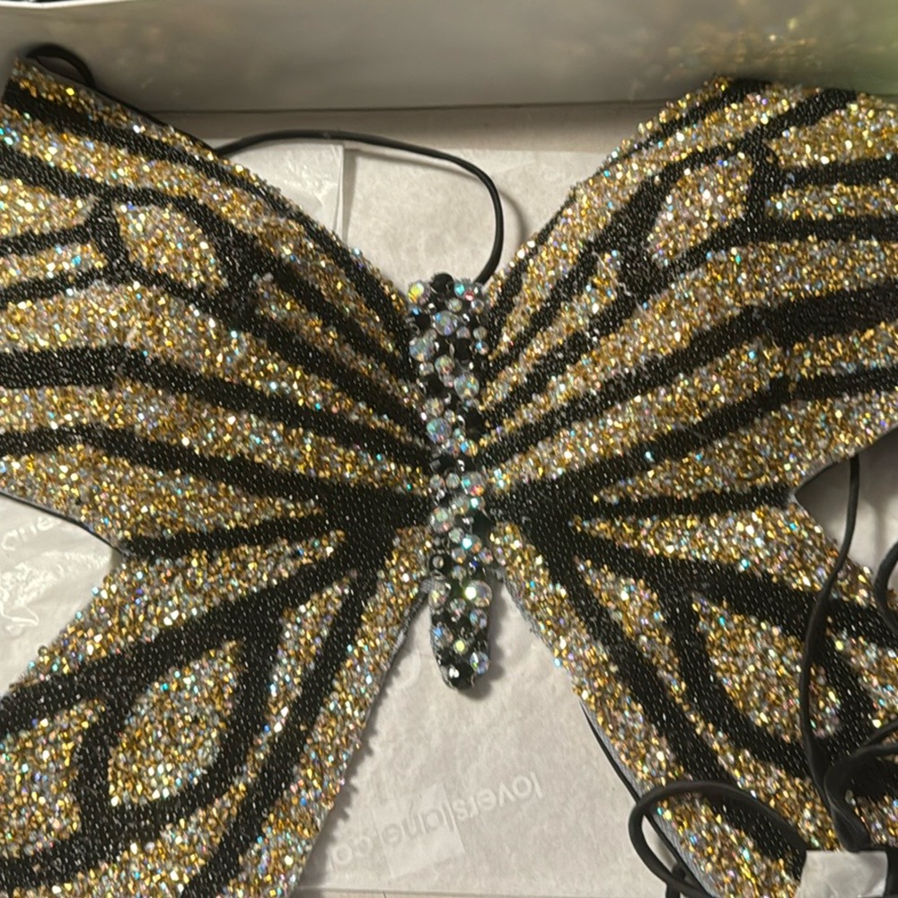 Hand beaded tie up butterfly bra top
